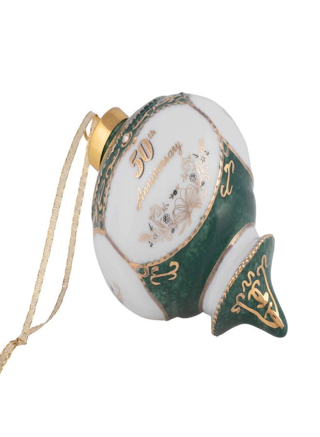 CBE Happy 50th Wedding Anniversary Victorian 4.5 Inch Porcelain Hanging Ornament - Image 4